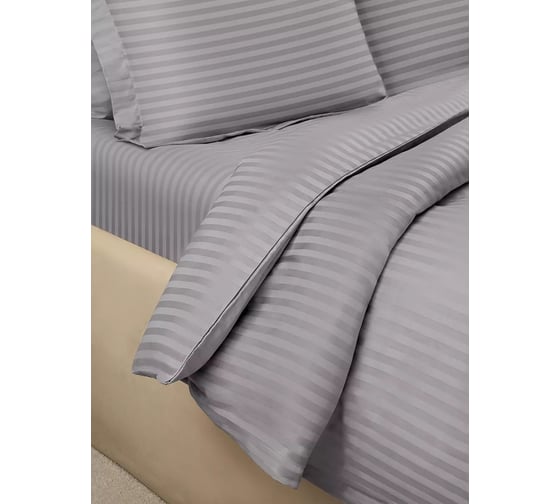Комплект постельного белья Arya Home Arya Vip из страйп сатина 1.5 спальный 160x220 cм светло-серый 8680943244413