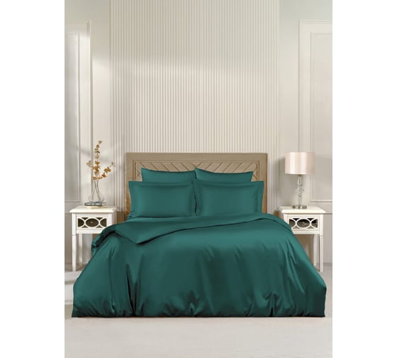 Комплект постельного белья Arya Home Arya Vip из однотонного сатина 1.5 спальный 160x220 cм зеленый 8680943244352 1
