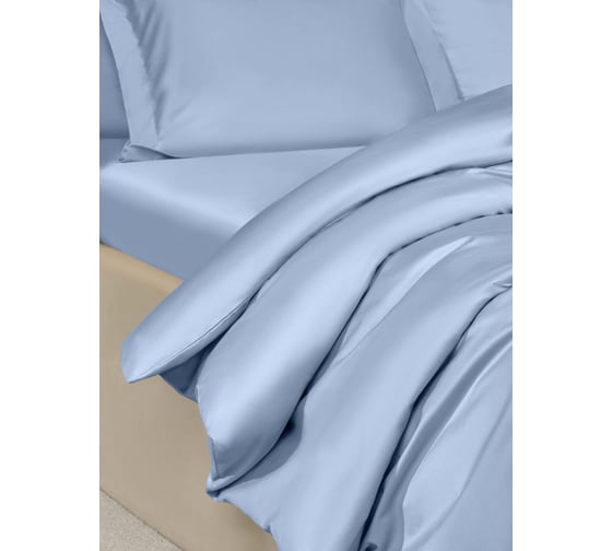 Комплект постельного белья Arya Home Arya Vip из однотонного сатина Семейный 160x220 cм светло-синий 8680943231130