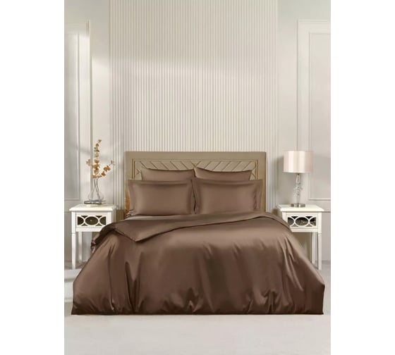 Комплект постельного белья Arya Home Arya Vip из однотонного сатина 1.5 спальный 160x220 cм темно-коричневый 8680943244321 1