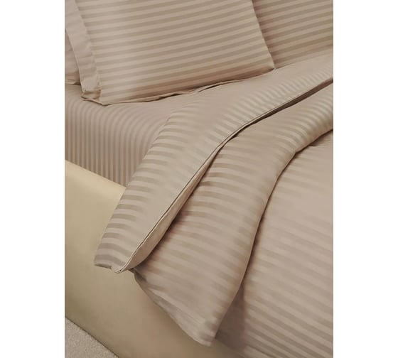 Комплект постельного белья Arya Home Arya Vip из страйп сатина 1.5 спальный 160x220 cм бежевый 8680943244437