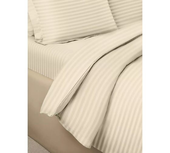 Комплект постельного белья Arya Home Arya Vip из страйп сатина 2 спальный 200x220 cм кремовый 8680943244369