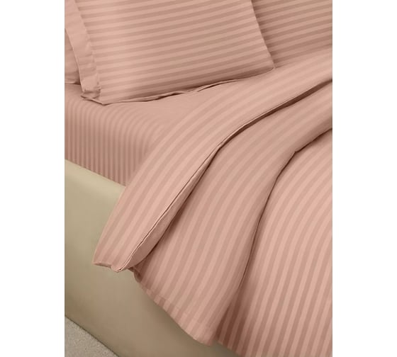 Комплект постельного белья Arya Home Arya Vip из страйп сатина 2 спальный 200x220 cм персиковый 8680943244376
