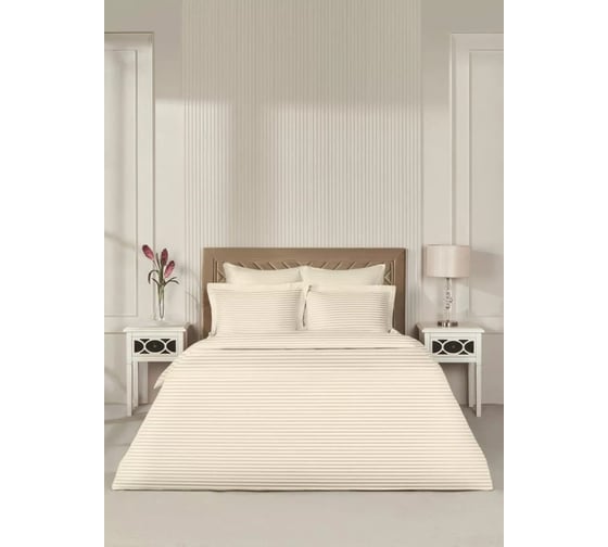 Комплект постельного белья Arya Home Arya Vip из страйп сатина Семейный 160x220 cм кремовый 8680943244383