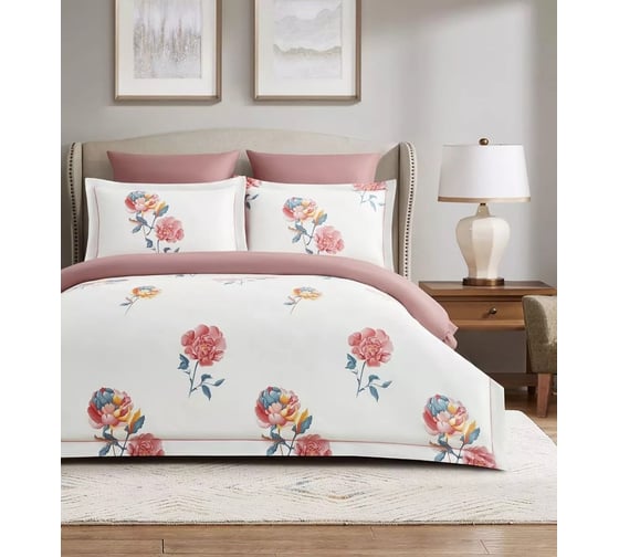 Комплекты постельного белья Arya Home из сатина Arya Exclusive 2 спальный 200x220 cм Rainbow белый, розовый 8680943246943