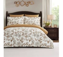 Комплекты постельного белья Arya Home из сатина Arya Exclusive 2 спальный 200x220 cм Cherish белый, светло-коричневый 8680943246981