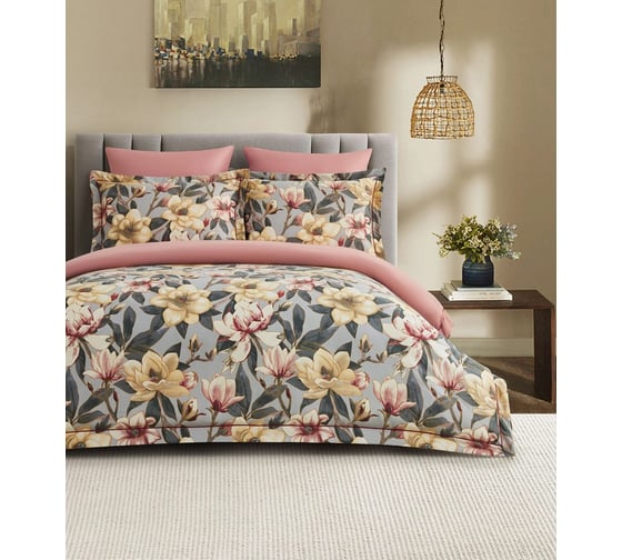 Комплекты постельного белья Arya Home из сатина Arya Exclusive 2 спальный 200x220 cм Claudia розовый, серый 8680943246967