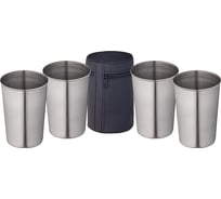 Набор стаканов TOURIST Дружба (4 шт.), в чехле, объём: 170 мл, нержавеющая сталь ДК-554