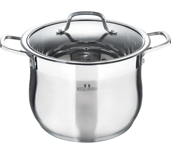 Кастрюля Bella Cucina BC-2173 со стеклянной крышкой из нержавеющей стали 28x23 см, 14,5 л 2173-BC 1