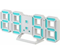 LED часы-будильник Perfeo LUMINOUS 2 белый корпус, синяя подсветка 30014752