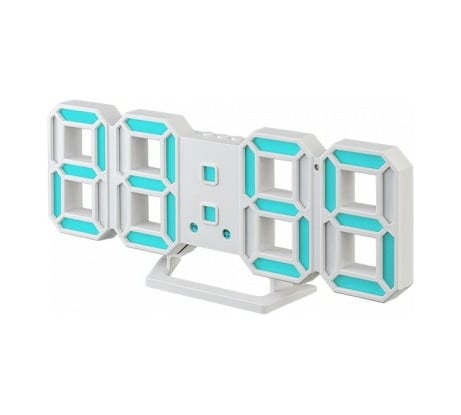 LED часы-будильник Perfeo LUMINOUS 2 белый корпус, синяя подсветка 30014752