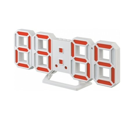 LED часы-будильник Perfeo LUMINOUS 2 белый корпус, красная подсветка 30014751