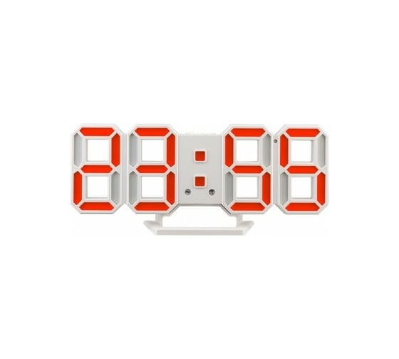 LED часы-будильник Perfeo LUMINOUS 2 белый корпус, красная подсветка 30014751