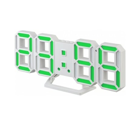 LED часы-будильник Perfeo LUMINOUS 2 белый корпус, зелёная подсветка 30014750