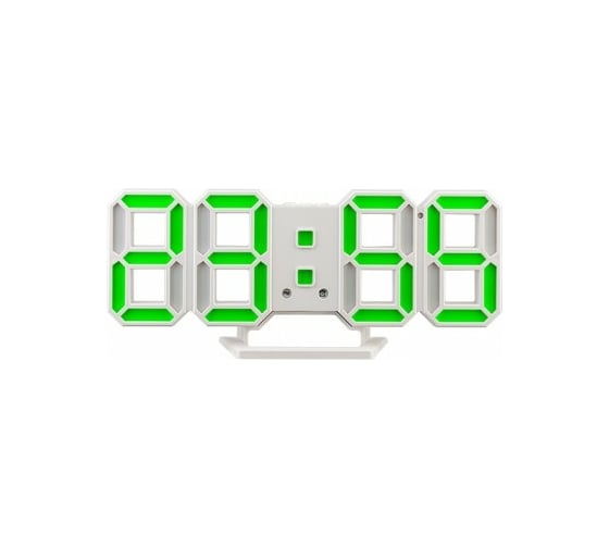 LED часы-будильник Perfeo LUMINOUS 2 белый корпус, зелёная подсветка 30014750