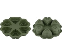 Форма для выпечки PERFECTO LINEA силиконовая, круглая на 6 сердец, 25x4.5 см, NATURAL GREEN, 20-118818