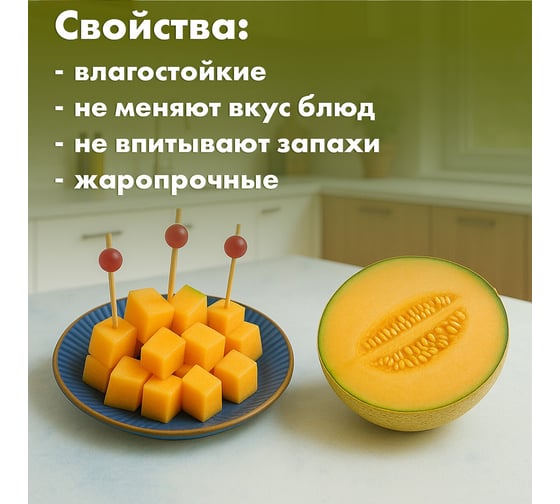 Пики для канапе бамбуковые ОФИСМАГ Жемчужина Красная 12 см, 100 шт, КП, 139418 700674