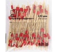 Пики для канапе ОФИСМАГ Сердце бамбуковые, красное, 12 см, 100 шт, КП 139419 700679
