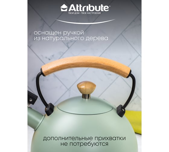 Чайник Attribute SCANDINAVIA 2.5 л, зеленый WB/ASK047GN