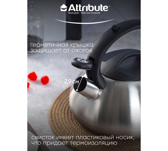 Чайник Attribute DUET 3 л, со свистком ASD004