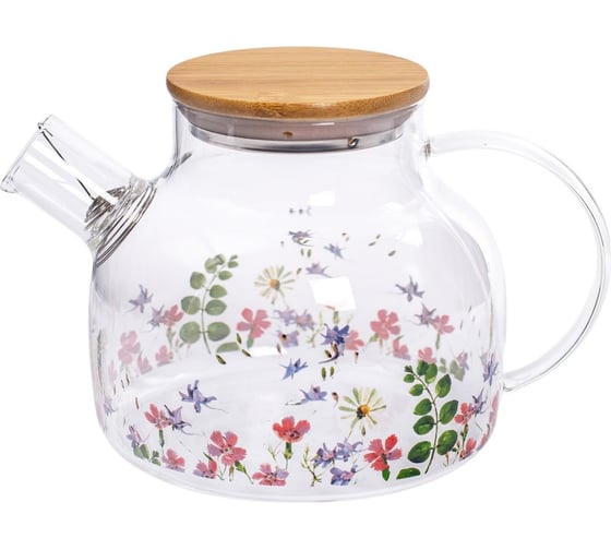 Чайник заварочный GLASSERIE MEADOW 1000 мл, с бамбуковой крышкой GL304