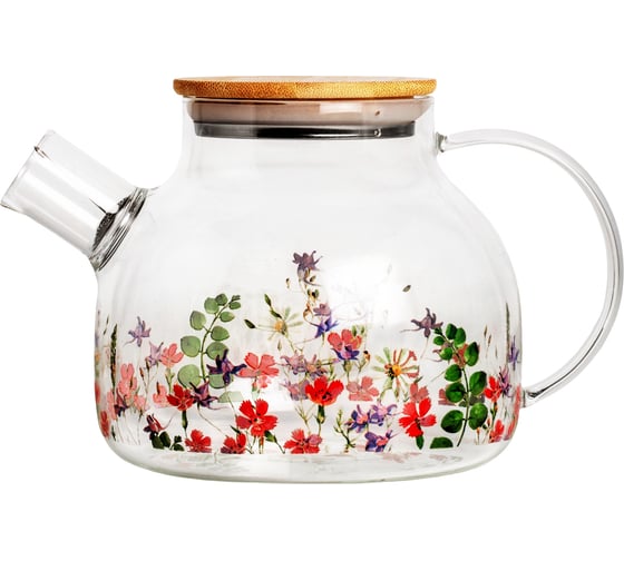 Чайник заварочный GLASSERIE MEADOW 1000 мл, с бамбуковой крышкой GL304