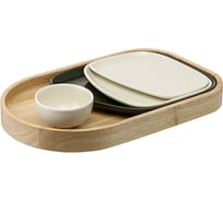 Набор из 4-х сервировочных тарелок на деревянном подносе Liberty Jones Sorrento LJ0000401