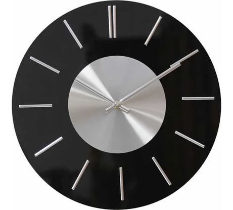 Часы настенные Apeyron круглые, цвет корпуса черный, стекло, Ø32,7см/ GL200923