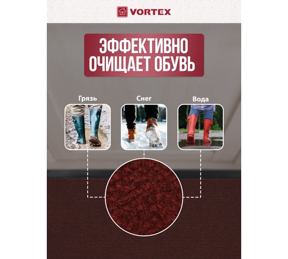 Влаговпитывающий ребристый коврик VORTEX TRIP 40х60 см, красный 24320