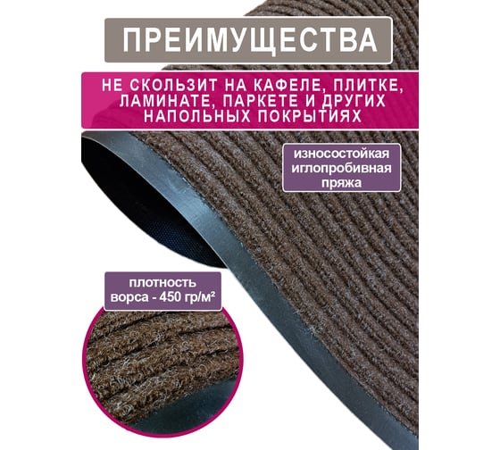 Ковролин на резиновой основе QUINGDAO TOPLIT 100x300 для дома и офиса топлит_100*300_отр_корич