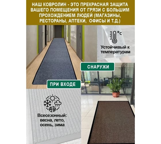 Ковролин на резиновой основе QUINGDAO TOPLIT 100x600 для дома и офиса топлит_100*600_отр_черный