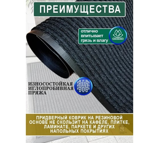 Ковролин на резиновой основе QUINGDAO TOPLIT 100x450 для дома и офиса топлит_100*450_отр_черный
