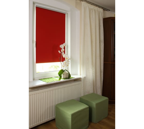 Рулонная штора PRAKTO Blackout Silver 140х175см алая 7795264