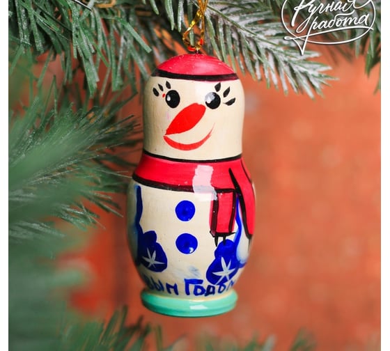 Елочная игрушка Сималенд Снеговик в розовой шапке 4677129