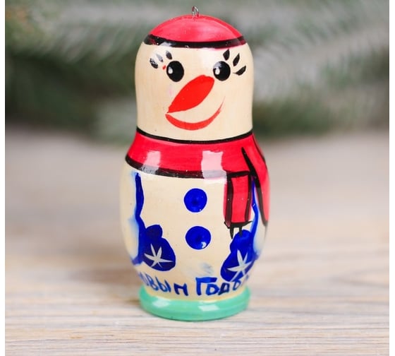 Елочная игрушка Сималенд Снеговик в розовой шапке 4677129