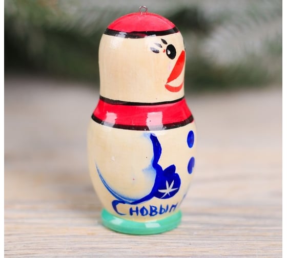Елочная игрушка Сималенд Снеговик в розовой шапке 4677129