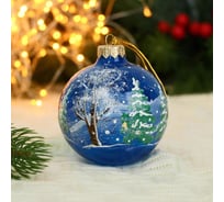 Ёлочный шар Сималенд Снежный лес d-8 см, ручная роспись 5227214