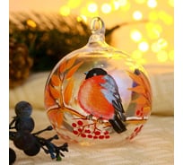 Сималенд Ёлочный шар Птички и рябина d-8 см, ручная роспись 5227227