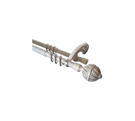 Телескопический круглый карниз Волшебная палочка двухрядный металл, 1.5 м - 3.0 м, белое серебро УТ000071361