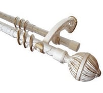 Телескопический круглый карниз Волшебная палочка двухрядный металл, 1.5 м - 3.0 м, белое золото УТ000071360