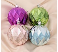 Набор шаров Зимнее волшебство Блеск граней, пластик, d-8 см, 4 шт., 4962748
