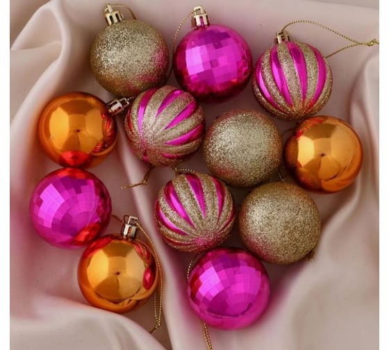 Набор шаров Зимнее волшебство Фиеста, пластик, d-5 см, 12 шт., 4941962 1