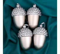 Елочное украшение Зимнее волшебство Жёлудь с блестящей шапочкой, 5х8 см, серебро 5012965