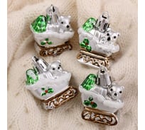 Елочное украшение Зимнее волшебство Новогодние сани с подарками, 3.5 см, серебро 4942043