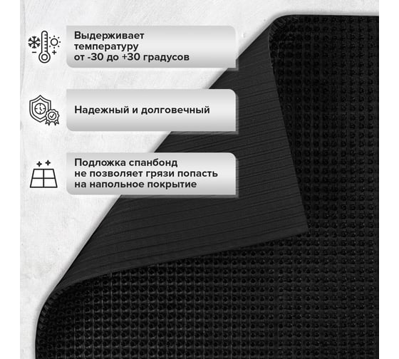 Коврик-дорожка LAIMA EXPERT 0,9x10м ТРАВКА черный пластиковый грязезащитный, щетина 10 мм 701070