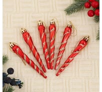 Елочное украшение Зимнее волшебство Сказочная сосулька, 1.5х10 см, красный 4941871