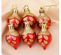 Елочное украшение Зимнее волшебство Капельки-сосульки, 3.5х4.5 см, красный 4325527