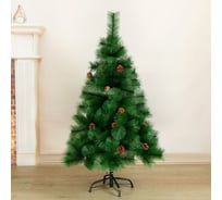 Кедр Зимнее волшебство шишки, зелёный, 120 см, d нижнего яруса 80 см, d игл 10 см, 110 веток 701406