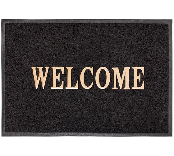 Придверный пористый коврик ComeForte Welcome 40х60 см черный WM-01