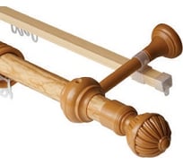 Двухрядный круглый карниз Волшебная палочка Византия металл, диаметр 28 мм, 2.4 м светлый дуб УТ000071388